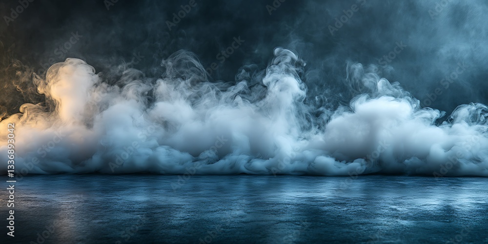 Smoky floor, dark background. Abstract scene