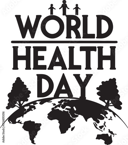 World health day poster silhouette vector design.