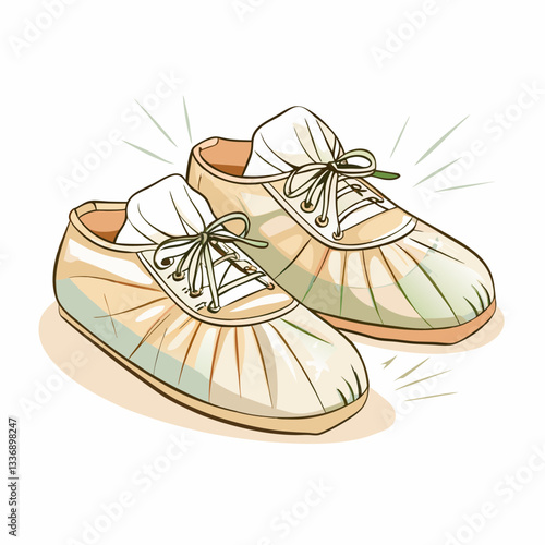 Illustration of a pair of colorful ballet slippers, showcasing gentle grace and elegance, perfect for dance studios, artistic expressions, and representing the beauty of dance culture.