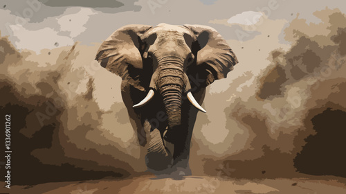 Rushing elephant