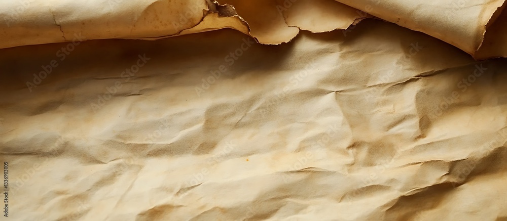 Aged paper texture, crumpled, backdrop