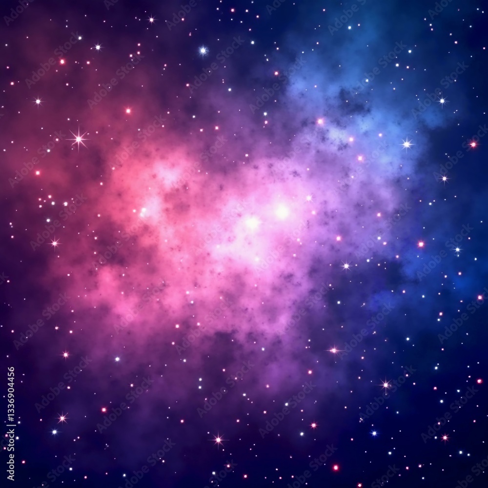 Fototapeta premium Vibrant colors swirl through the vastness of space as galaxies and stars twinkle against a backdrop of deep cosmic mystery, inviting endless exploration and wonder Generative AI