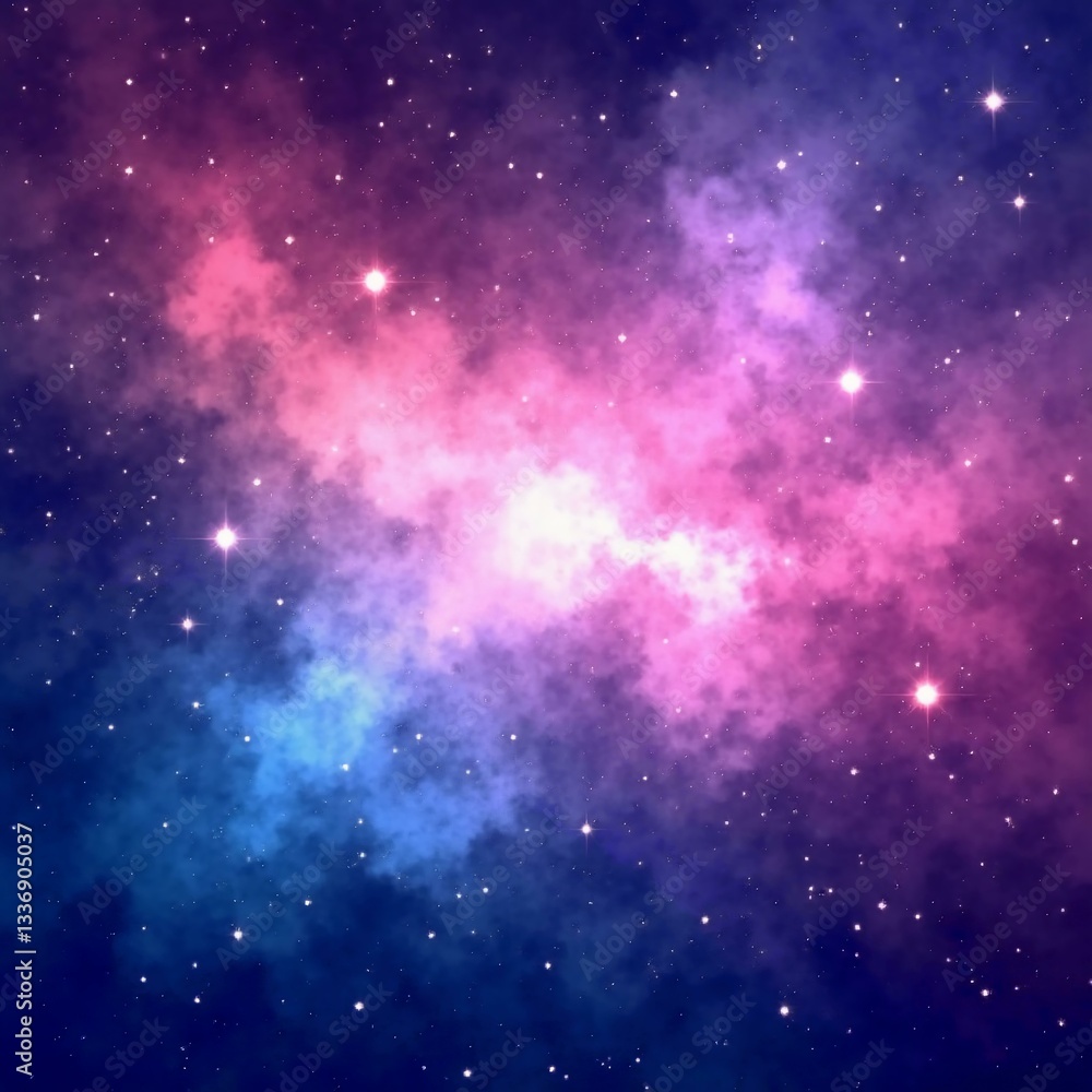 Fototapeta premium A breathtaking view of the cosmos showcases a brilliant nebula filled with vibrant colors, swirling gases, and countless stars, inviting viewers into the depths of the universe Generative AI