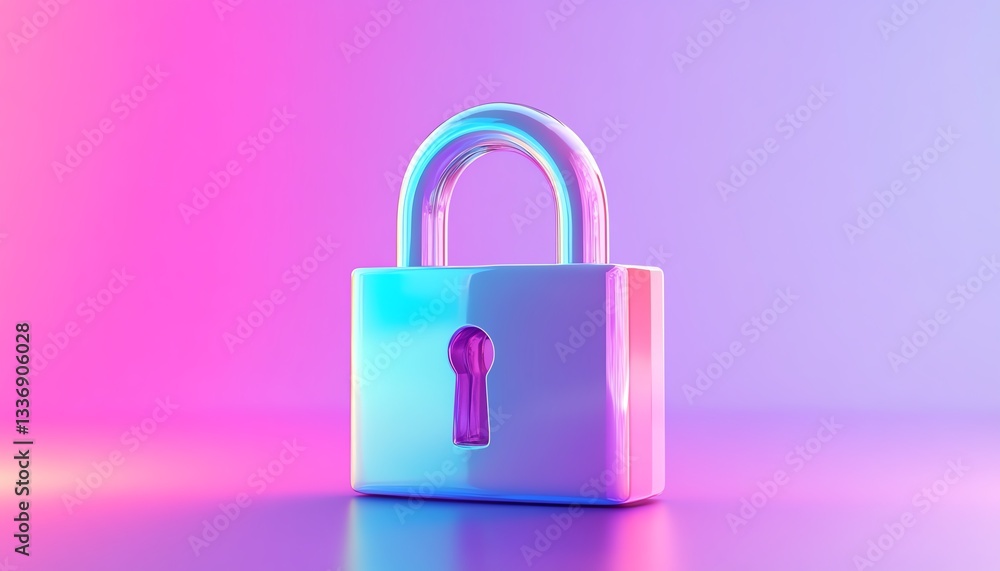 Highquality 3D render of a padlock icon with a smooth colorful gradient Highquality 3D render of a padlock icon with a smooth colorful gradient