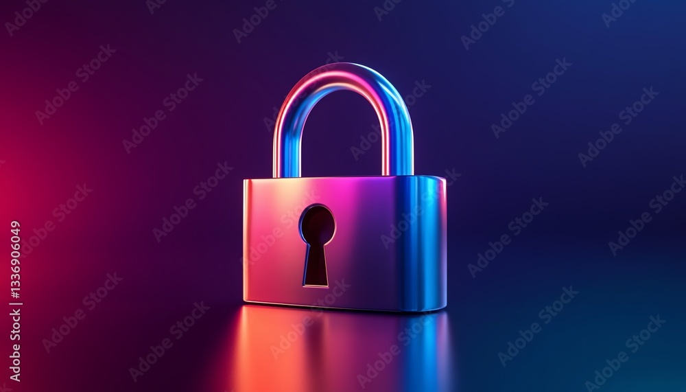 Highquality 3D render of a padlock icon with a smooth colorful gradient Highquality 3D render of a padlock icon with a smooth colorful gradient