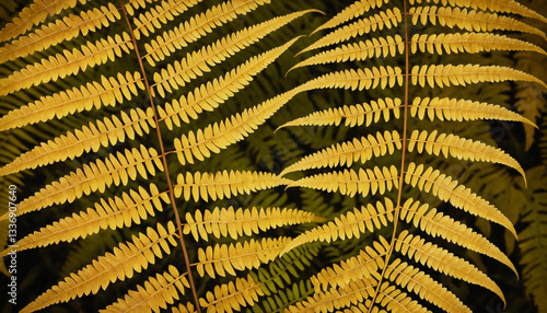 Wallpaper Mural Golden ferns pattern on a dark background showcasing nature's elegance Torontodigital.ca