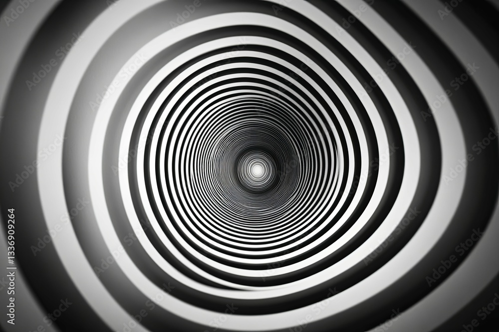 Fototapeta premium A swirling optical illusion displaying circular black and white patterns
