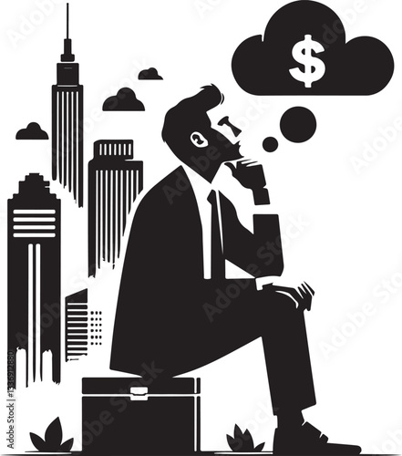 Business ideas and thinking silhouette vector.