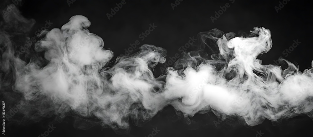 White smoke billows on black