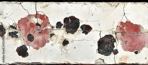 Obraz na płótnie Ancient red & black paint fragment. Cracked surface w salonie