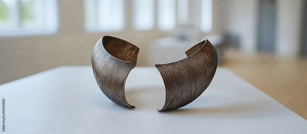 Wooden sculpture halves, bright interior