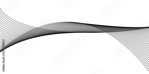 Abstract Curved Black and White Line Wave Background