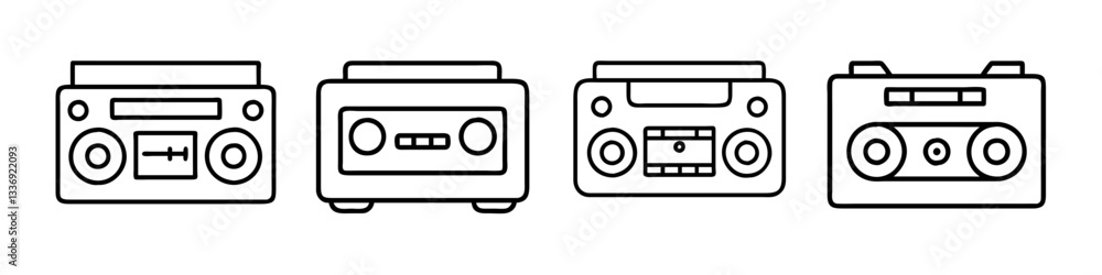 cassette player icon, cassette player line art - simple line art of cassette player, perfect for cassette player logos and icons cassette player icon, cassette player line art - simple line art of cassette player, perfect for cassette player logos and icons
