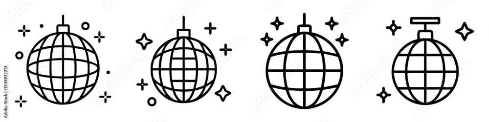disco ball icon, disco ball line art - simple line art of disco ball, perfect for disco ball logos and icons disco ball icon, disco ball line art - simple line art of disco ball, perfect for disco ball logos and icons