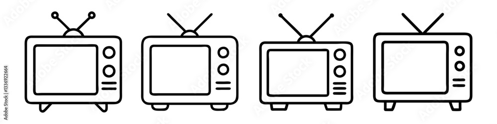 retro tv icon, retro tv line art - simple line art of retro tv, perfect for retro tv logos and icons retro tv icon, retro tv line art - simple line art of retro tv, perfect for retro tv logos and icons