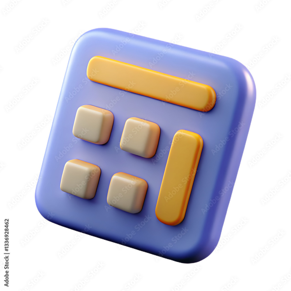 Calculator icon representing finance and calculations in a 3D modern background illustration Calculator icon representing finance and calculations in a 3D modern background illustration