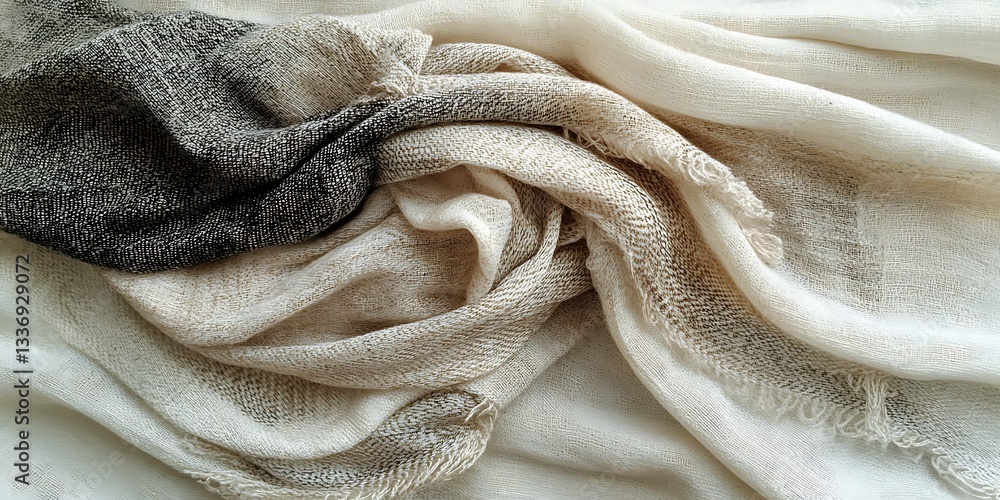 Soft beige and gray textile fabric folds