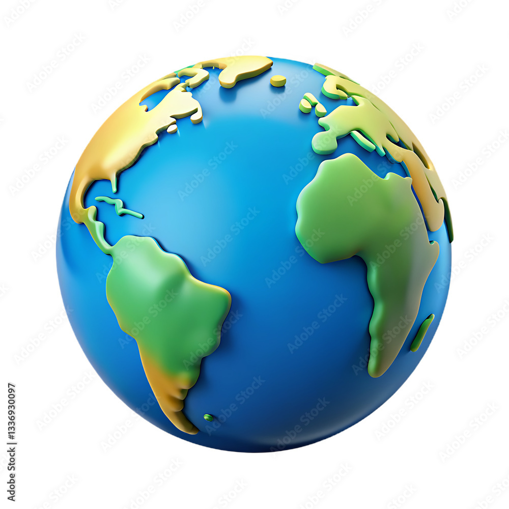 Fototapeta premium A Cheerful Cartoon Globe Representing Global Unity And Connection With Vibrant Colors And A Playful 3d Style Isolated on Transparent Background