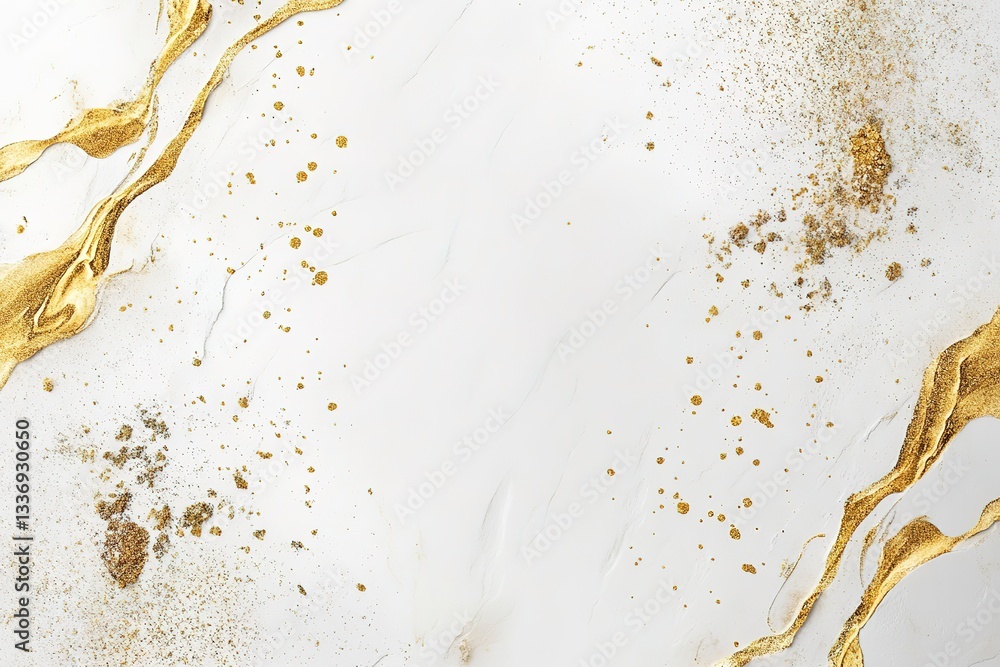 Obraz premium Elegant Gold and White Marble Texture Background with Glitter Splashes
