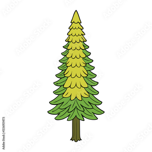 larch tree minimalist design vector style on white background.