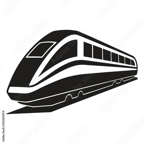 modern high speed train silhouette on white background.