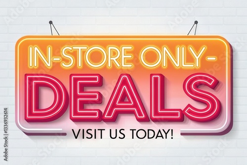 A vibrant sign promoting in-store only deals, inviting customers to visit today for special offers.
