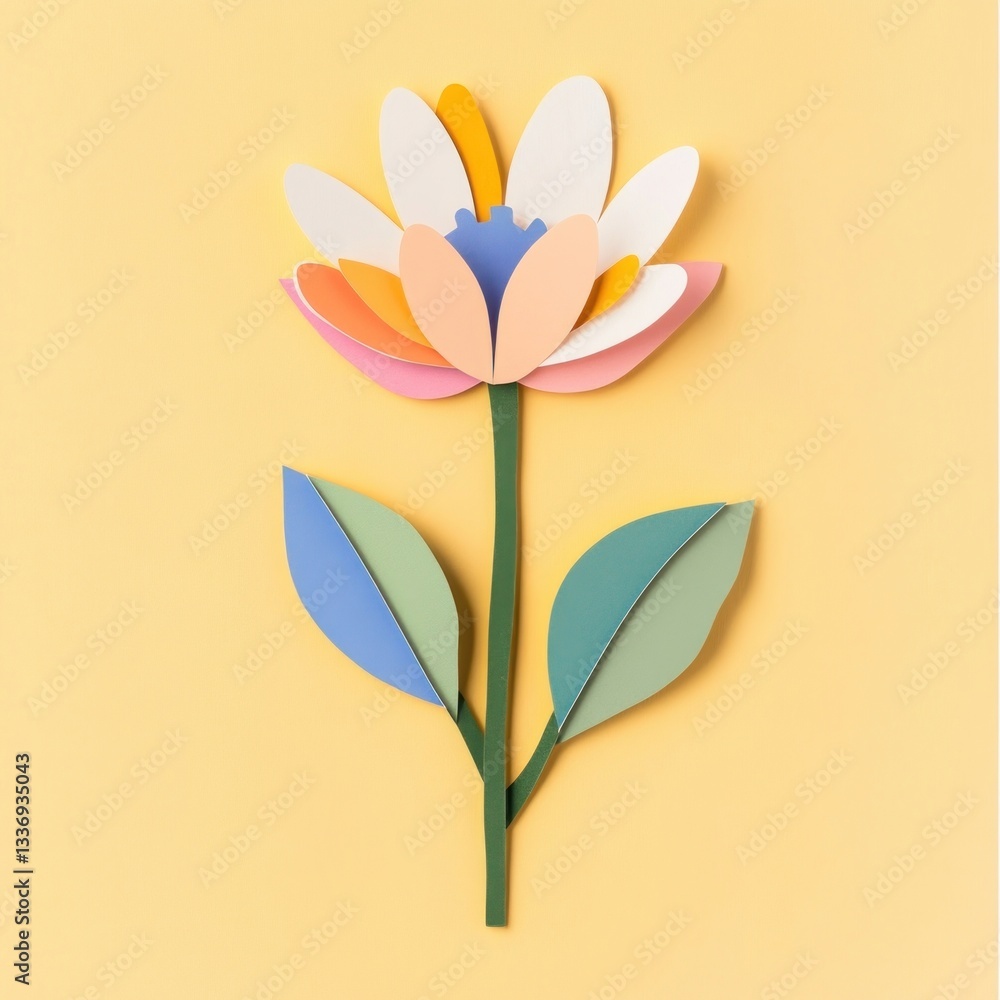 Naklejka premium Spring flower paper art handcrafted.