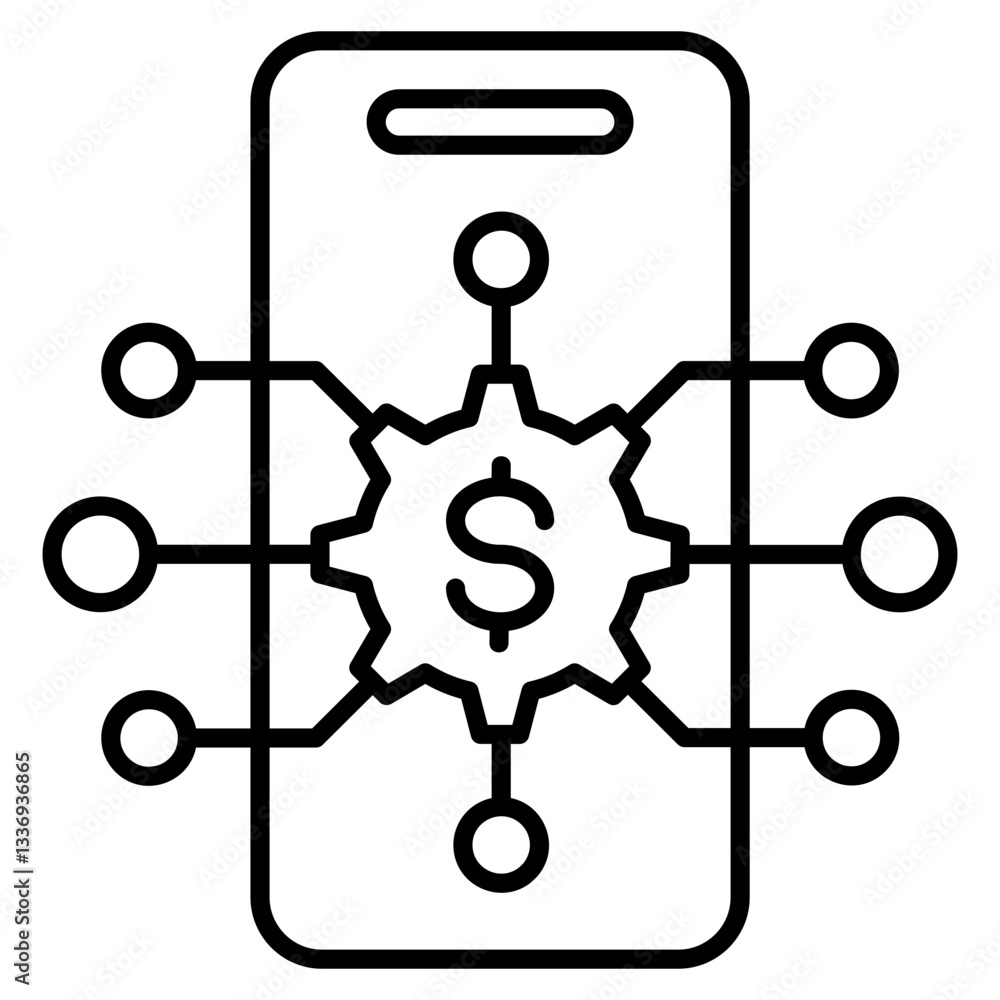 Fintech Outline Icon Fintech Outline Icon