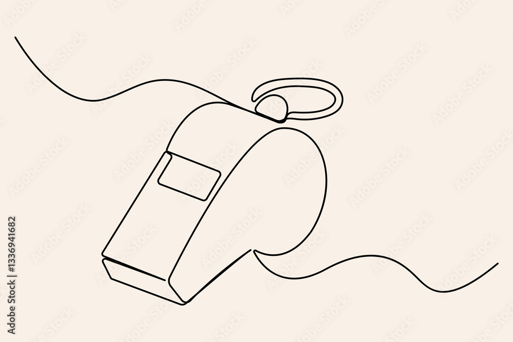 Obraz premium Single line drawing of a sports referee whistle 