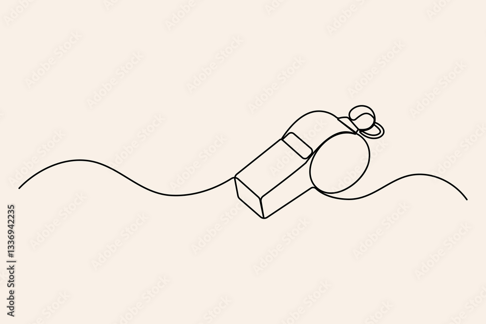 Obraz premium Single line drawing of a sports referee whistle 