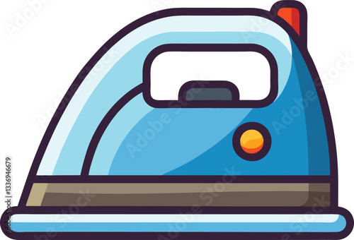 Electric Iron Vector Illustration, A vector illustration of an electric iron with a simple design, ideal for home appliance and cleaning-themed projects.
