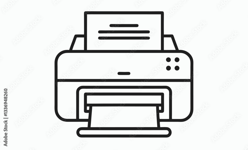 Printer outline vector, home printer line drawing illustration Printer outline vector, home printer line drawing illustration