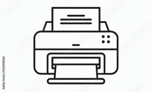 Printer outline vector, home printer line drawing illustration