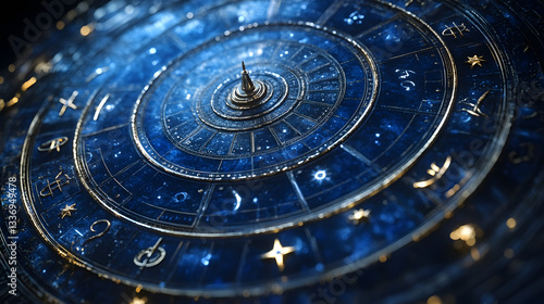 Ethereal Astrology Wheel Glowing in Deep Purple Hues Amidst a Starry Backdrop Beckons Insight Into Cosmic Energies and Personal Destinies
