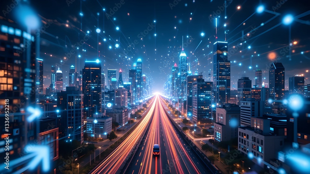 Fototapeta premium Smart city and telecommunication network concept.