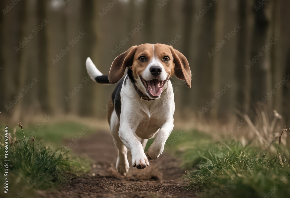 beagle dog running in the countryside, doggy animal on meadwon beagle dog running in the countryside, doggy animal on meadwon