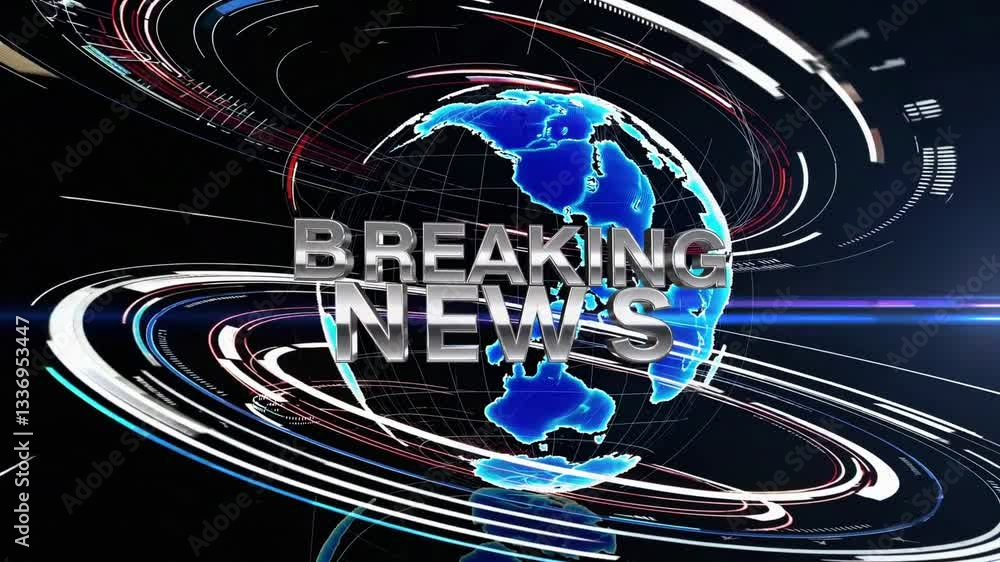 Breaking News Globe Dynamic Motion Urgent Broadcasting Animation ...