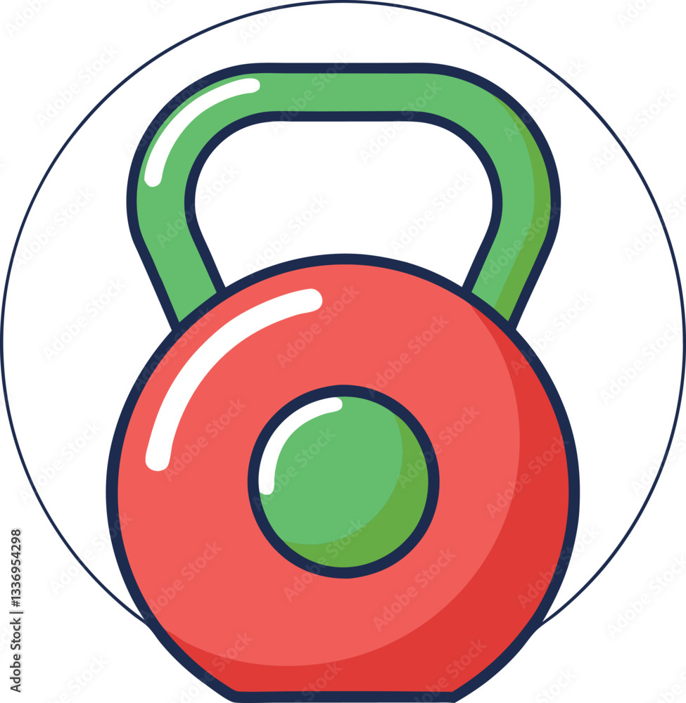 Vector illustration of a red kettlebell with green handle, A vibrant vector design of a red kettlebell with a green handle, symbolizing fitness, strength, and training.
Vector illustration of a red kettlebell with green handle, A vibrant vector design of a red kettlebell with a green handle, symbolizing fitness, strength, and training.