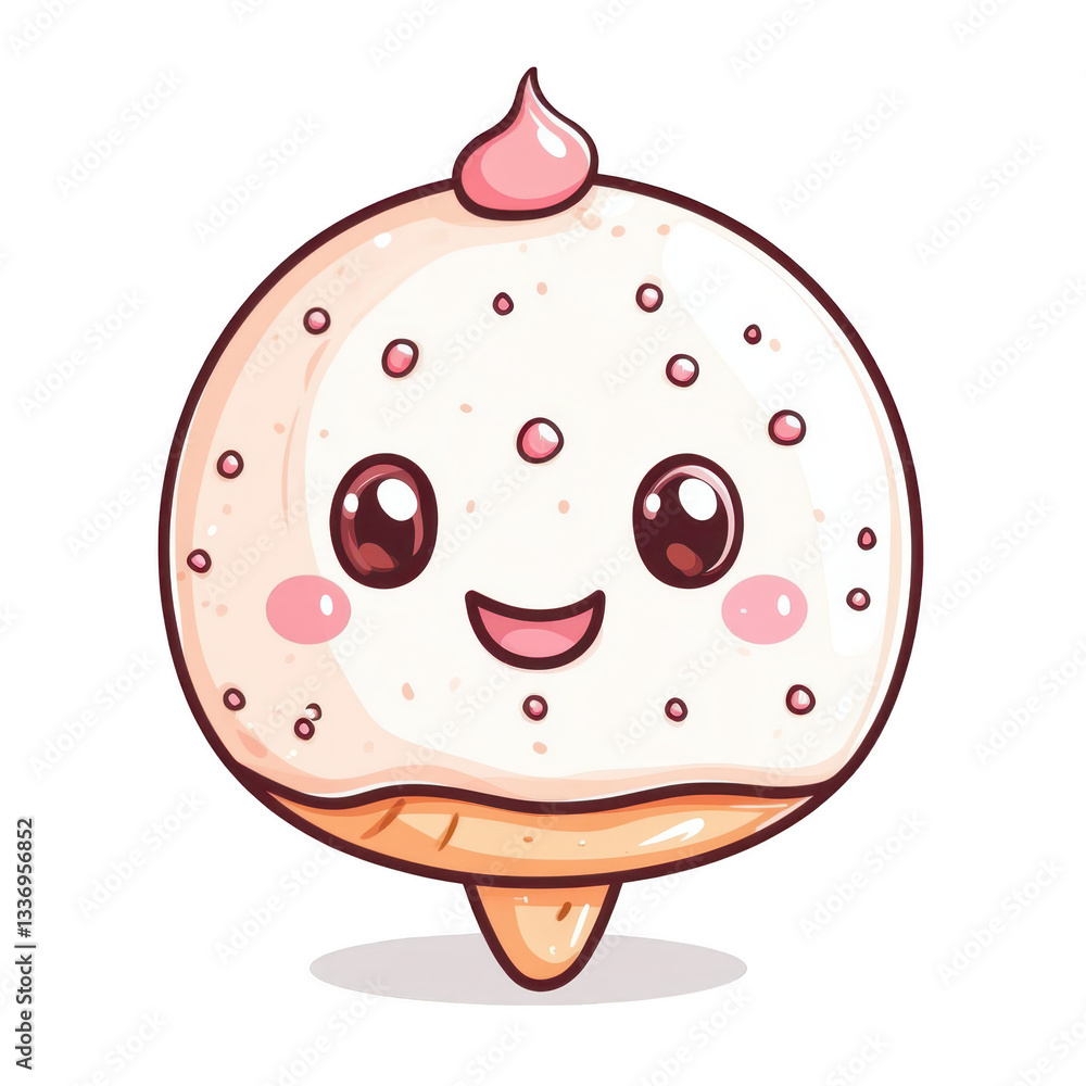 Obraz premium Cute Cartoon Ice Cream Character with Smiling Face and Sweet Design
