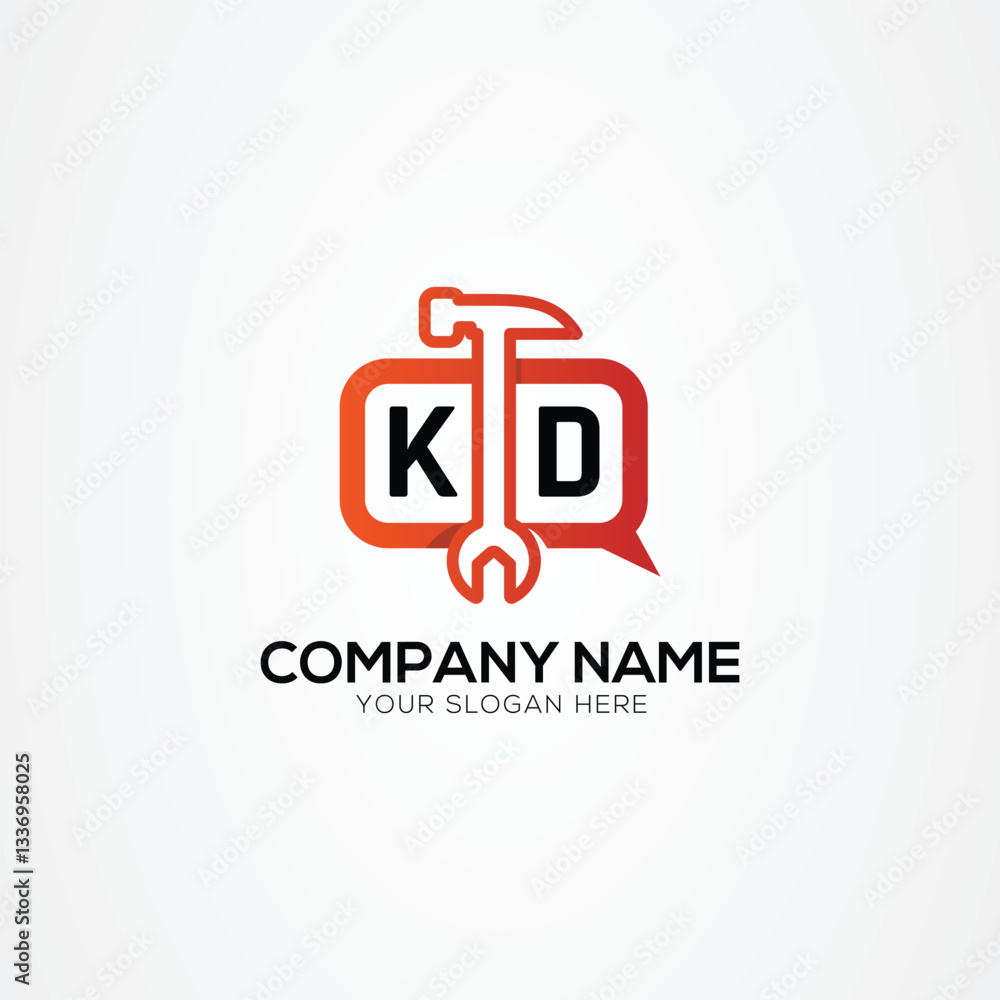 Letter KD Logo With Services Icon or Chat Logo Isolated Vector Illustration Letter KD Logo With Services Icon or Chat Logo Isolated Vector Illustration