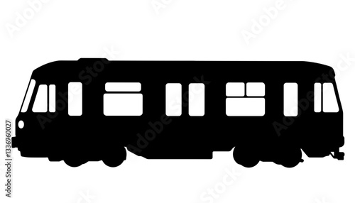 Silhouette of a Metro train on a transparent background  