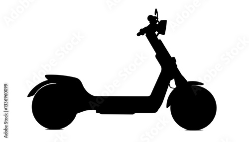 Silhouette of scooter on transparent background  