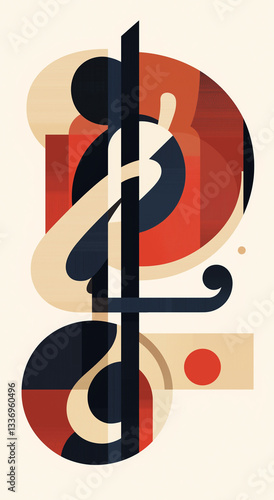 Abstract curving shapes based on letter forms vertical