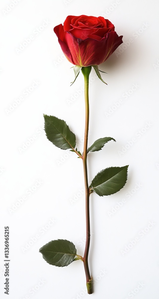 Single red rose, elegant and romantic. A perfect gift for any occasion Single red rose, elegant and romantic. A perfect gift for any occasion
