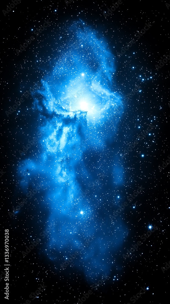 Obraz premium A Stunning Blue Celestial Nebula Shimmers in the Night Sky