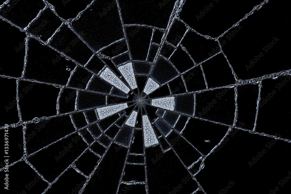 Obraz premium a broken glass window with a black background