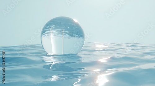 Obraz na płótnie Crystal sphere floats on calm ocean w salonie