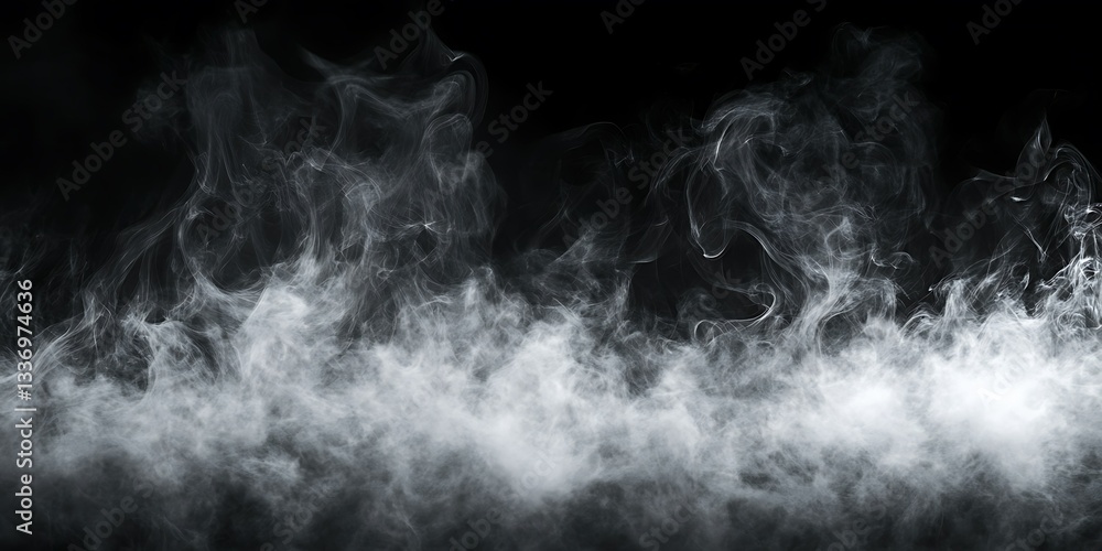 White smoke billows, dark backdrop