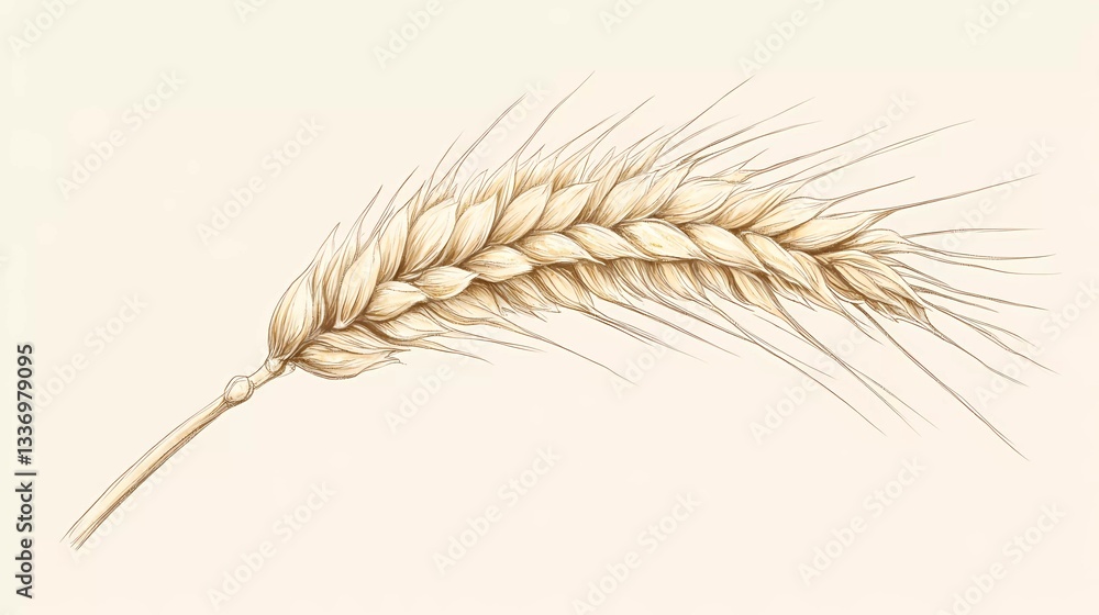 Wheat ear against a blurred field background, showcasing agricultural beauty, organic crops, and rural landscapes, great for farm branding, artistic book style Wheat ear against a blurred field background, showcasing agricultural beauty, organic crops, and rural landscapes, great for farm branding, artistic book style
