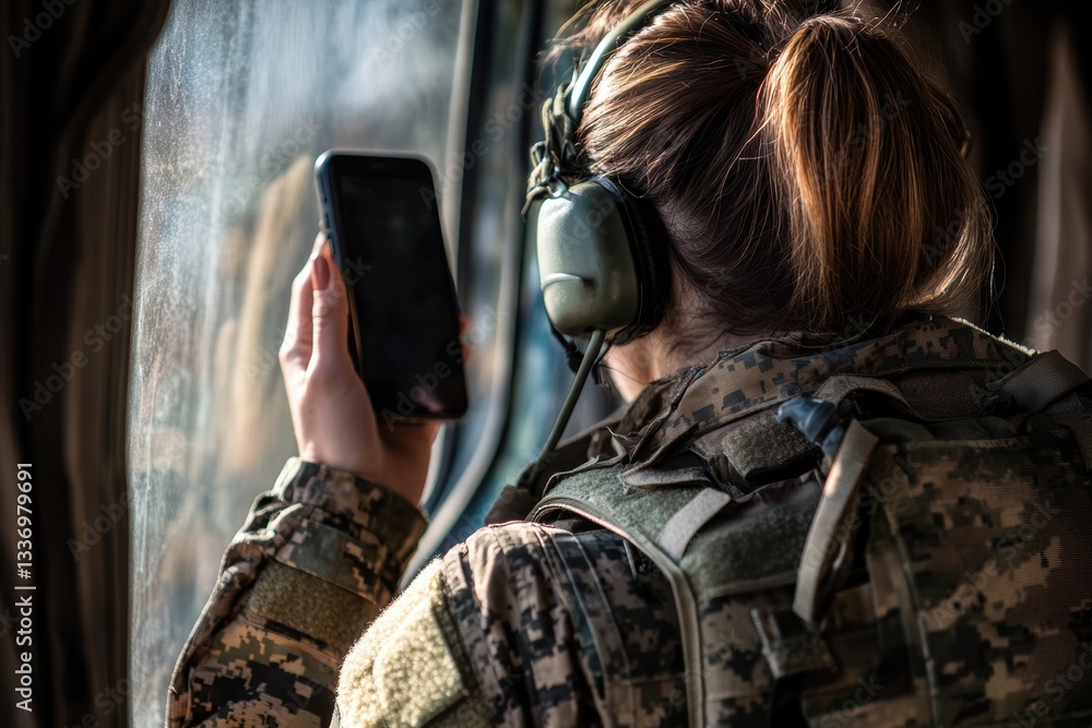 Soldier Woman Conducting Digital Surveillance Operations